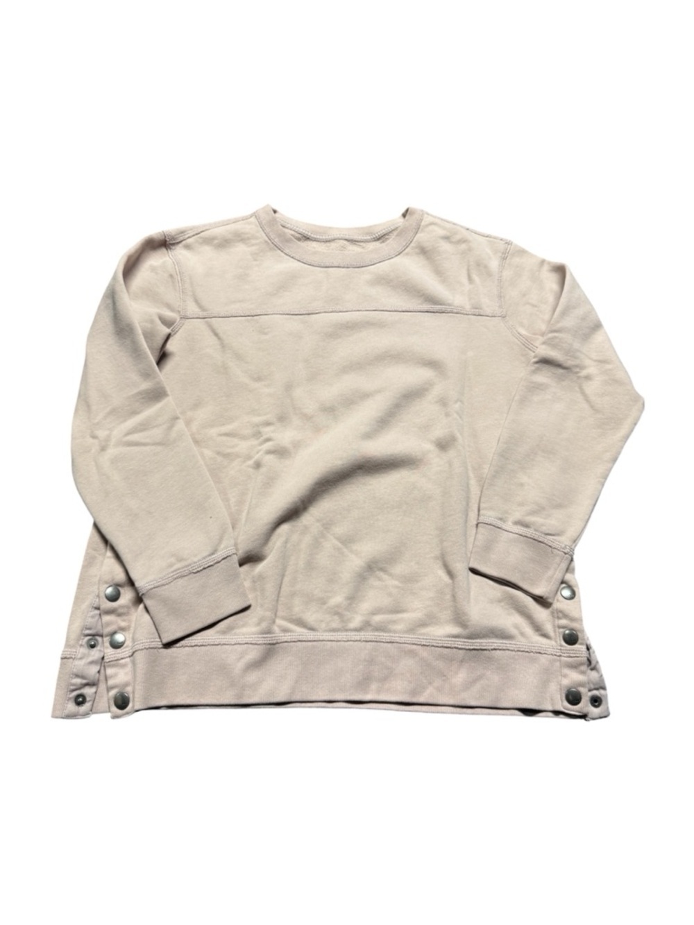 Abercrombie & Fitch Snap Side Sweatshirt Beige Fleece Pullover Women M
